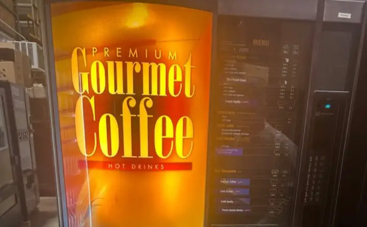 Photo of a coffee machine, signifying the early morning flight for our bird’s international travel via cargo.